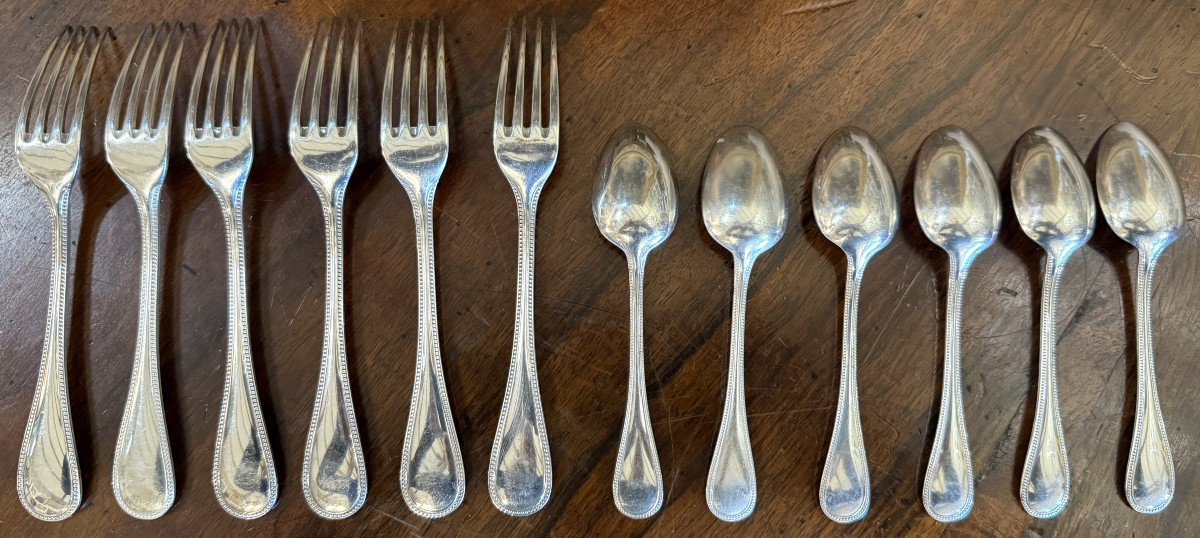 Christofle Menagère 6 Personnes Modèle Perle 39 Pieces-photo-3