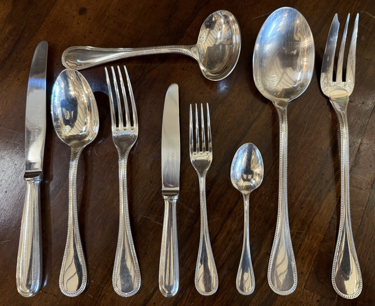 Christofle Menagère 6 Personnes Modèle Perle 39 Pieces