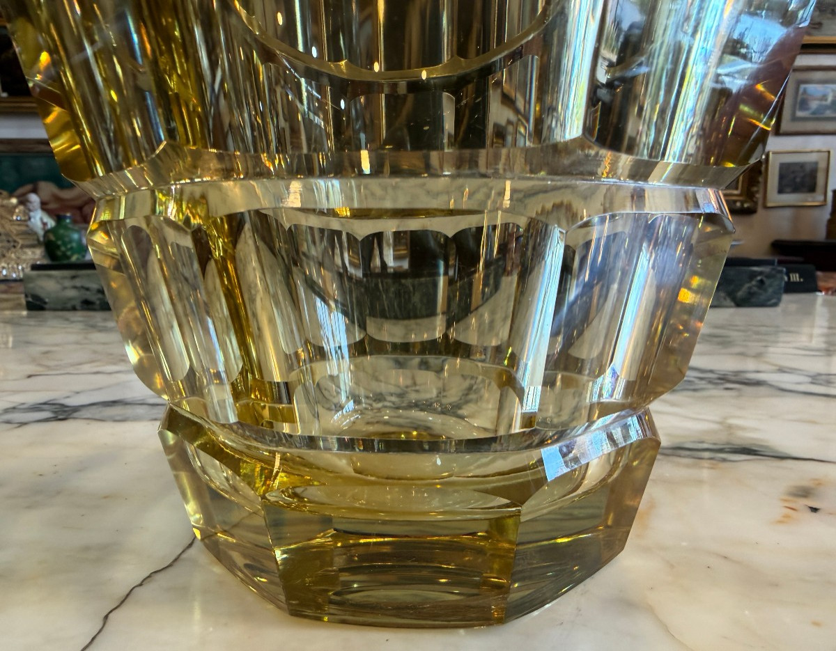 Daum vase Art Déco cristal jaune vers 1930-photo-1