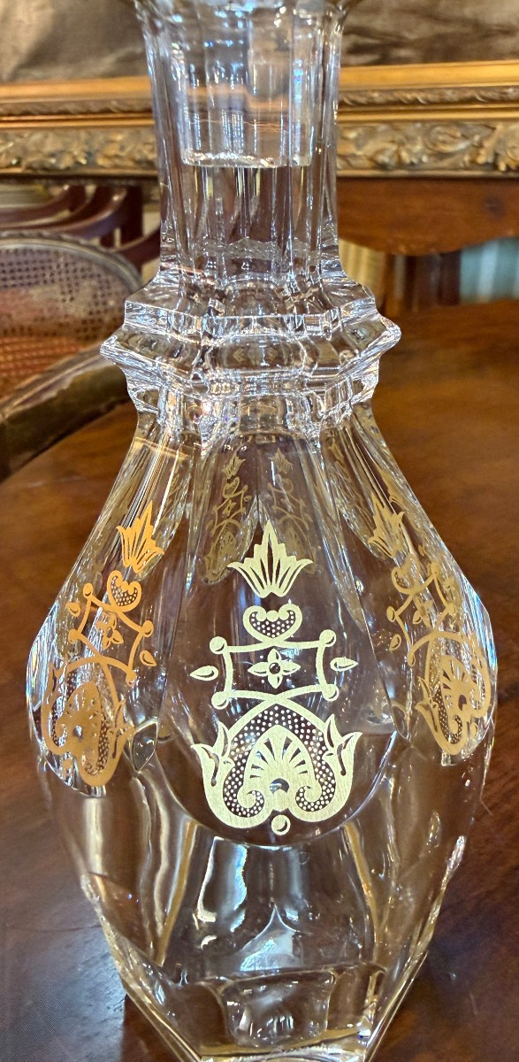 Baccarat carafe à liqueur modèle Harcourt Empire en cristal doré .-photo-3