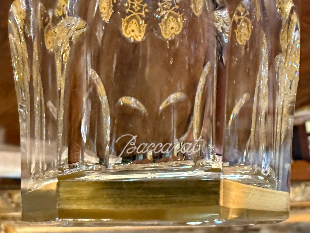 Baccarat carafe à liqueur modèle Harcourt Empire en cristal doré .-photo-4