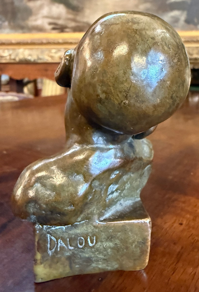 Aimé-Jules DALOU  petite sculpture bronze buste de bébé endormi  vers 1872-photo-3