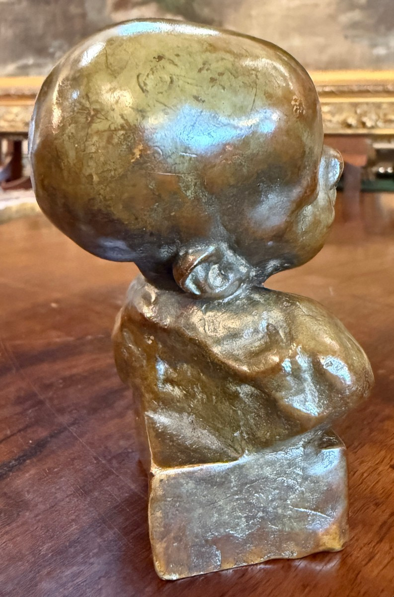 Aimé-Jules DALOU  petite sculpture bronze buste de bébé endormi  vers 1872-photo-4