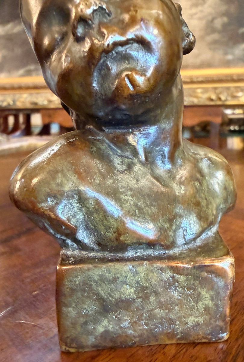 Aimé-Jules DALOU  petite sculpture bronze buste de bébé endormi  vers 1872-photo-3