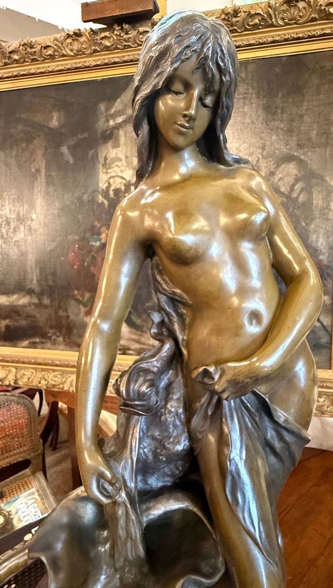 Ondine Large Bronze Sculpture By Pierre Campagne Late 19th Century 76 Cm-photo-1