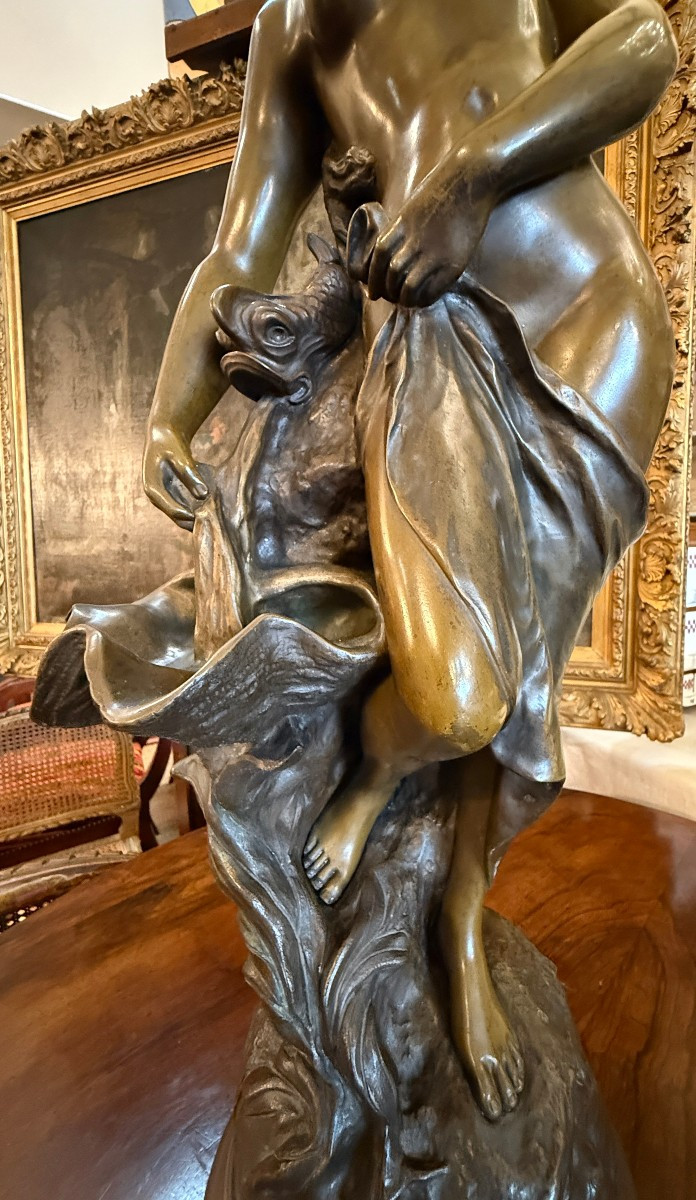 Ondine Large Bronze Sculpture By Pierre Campagne Late 19th Century 76 Cm-photo-3