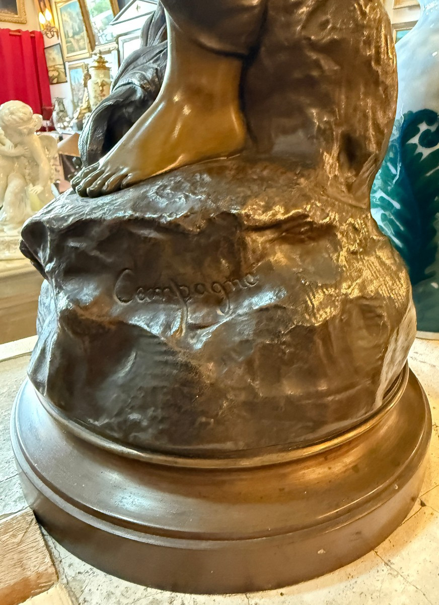 Ondine Large Bronze Sculpture By Pierre Campagne Late 19th Century 76 Cm-photo-8