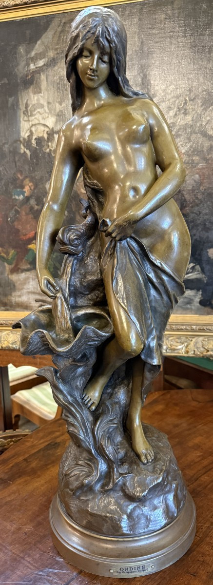 Ondine Large Bronze Sculpture By Pierre Campagne Late 19th Century 76 Cm