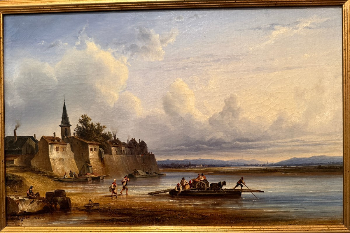 étienne Raffort In Chalon Painting River Crossing In Italy 1836-photo-2