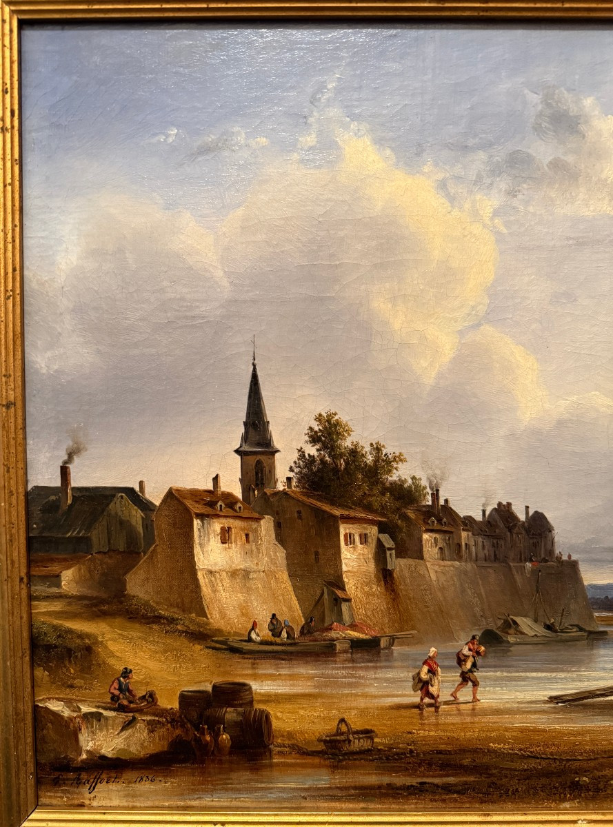 étienne Raffort In Chalon Painting River Crossing In Italy 1836-photo-3