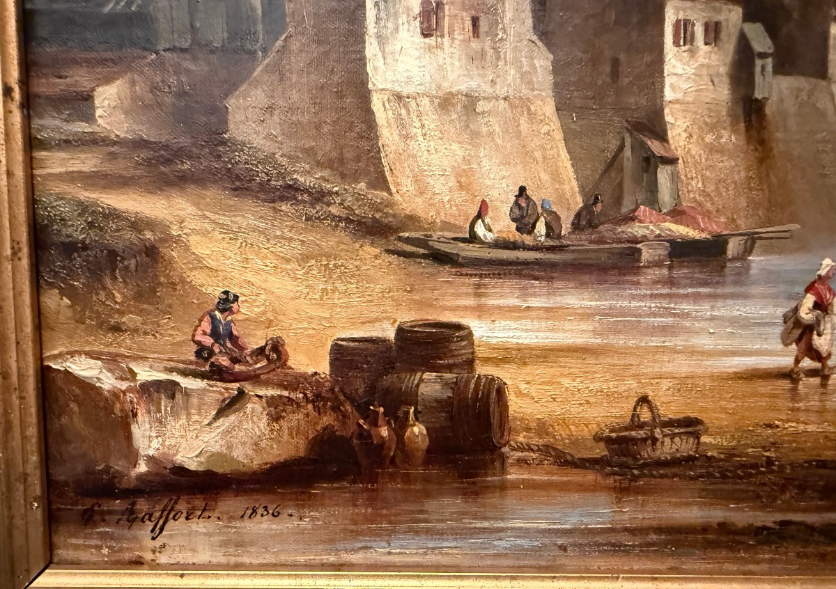 étienne Raffort In Chalon Painting River Crossing In Italy 1836-photo-4