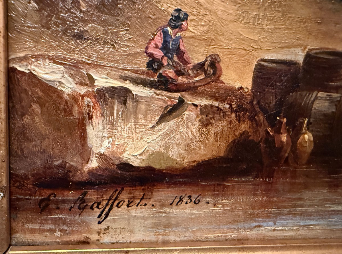 étienne Raffort In Chalon Painting River Crossing In Italy 1836-photo-7