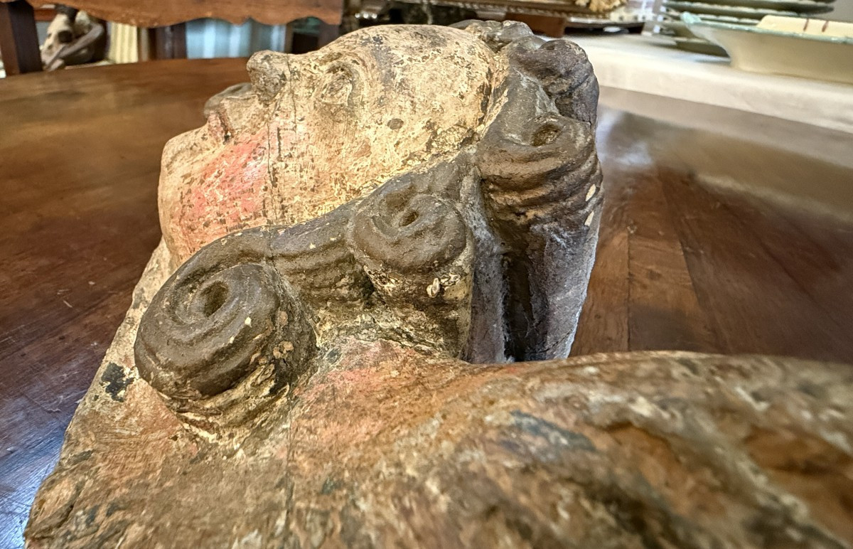 Carving Of A Winged Angel Cherub In Polychrome Oak From The 18th Century-photo-7