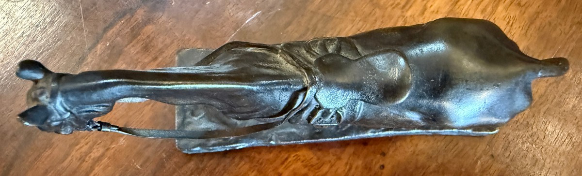 Petite sculpture bronze cheval de course au pas par Gaston d'Illiers fonderie de Saint Maur -photo-6