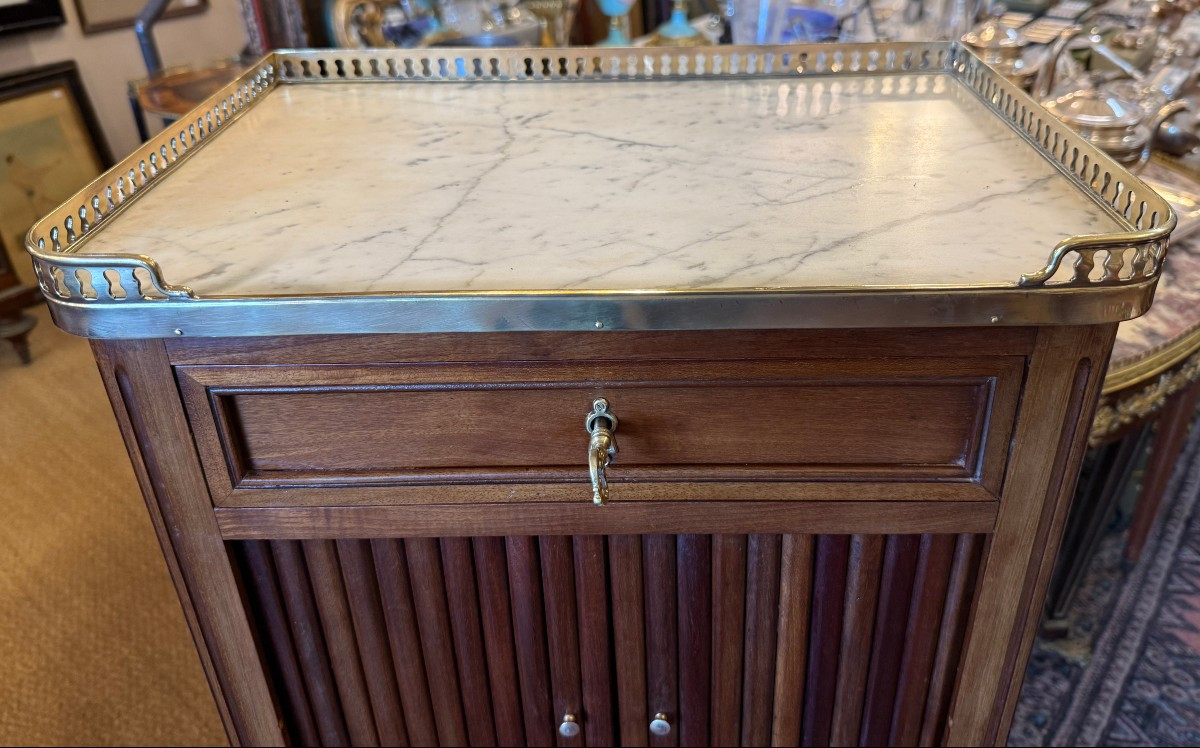 Small Chiffonier With Curtain Louis XVI Style Mahogany Napoleon III Period-photo-2