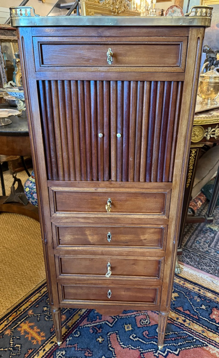 Small Chiffonier With Curtain Louis XVI Style Mahogany Napoleon III Period