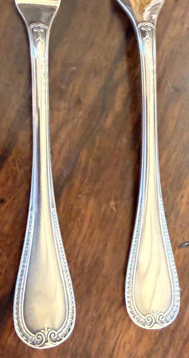 Christofle 12 Fish Cutlery Malmaison Empire Model Very Good Condition 24 Pieces-photo-5