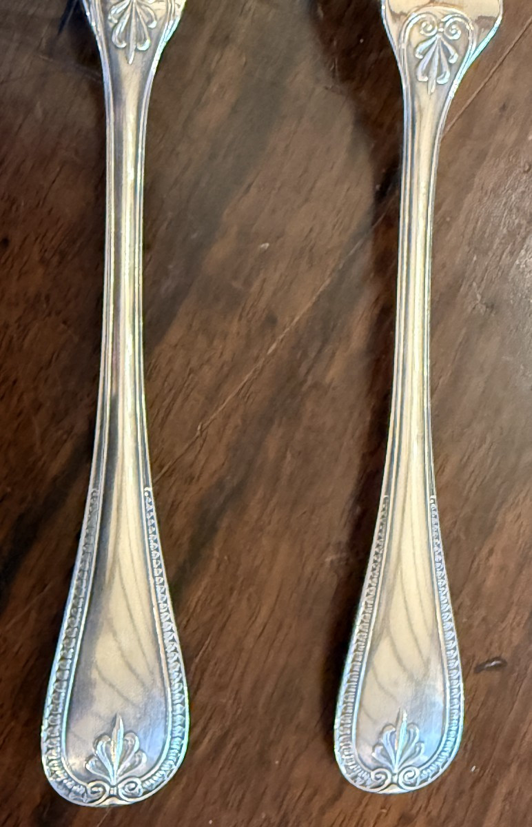 Christofle 12 Fish Cutlery Malmaison Empire Model Very Good Condition 24 Pieces-photo-8