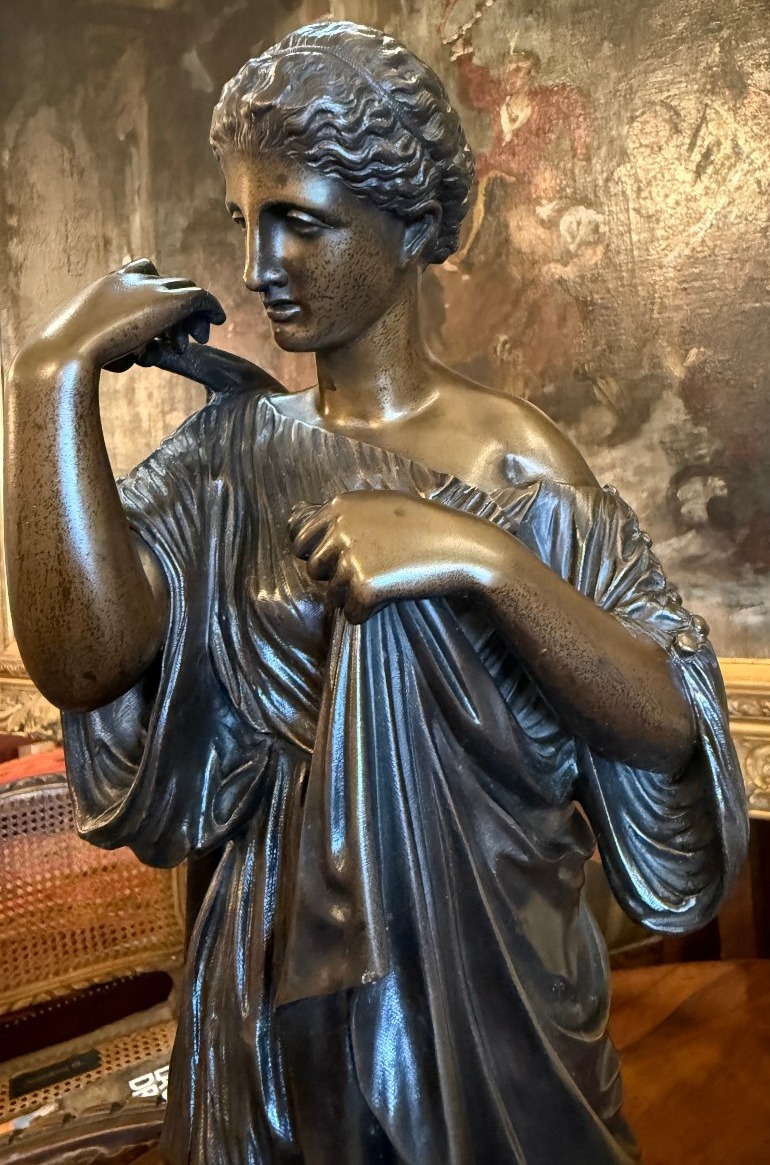 Sculpture bronze Femme Artémis Diane De Gabies Fonte XIXème 47,5 cm-photo-2