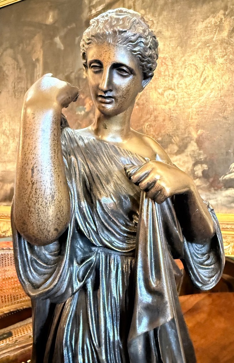 Sculpture bronze Femme Artémis Diane De Gabies Fonte XIXème 47,5 cm-photo-7