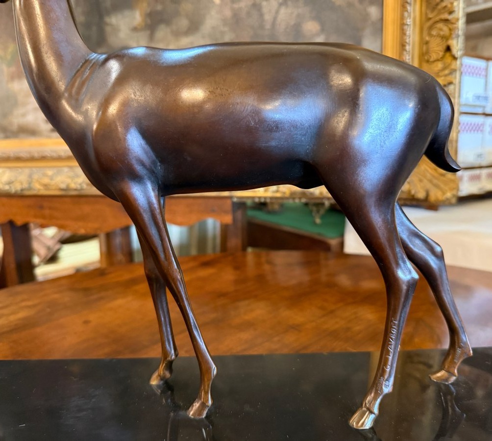 Georgij Dmitrievic  Lavrov sculpture bronze Art Déco antilope Guillemard fondeur-photo-5