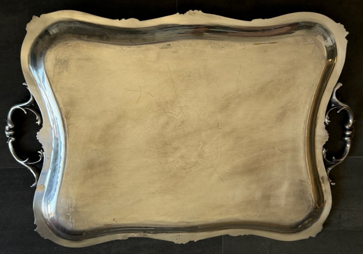 Large Serving Platter Decorated With A Count’s Crown, Silver-plated, Late 19th Century-photo-8