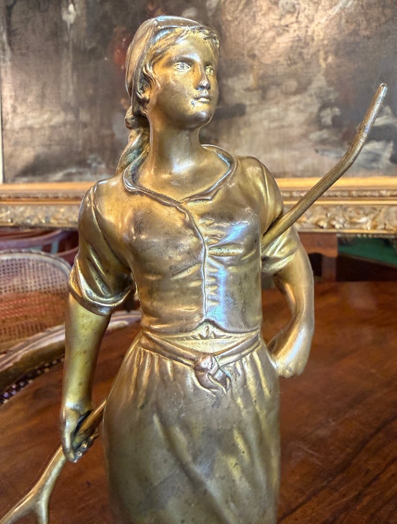 Édouard Drouot sculpture bronze doré la moissonneuse fin XIXème-photo-2