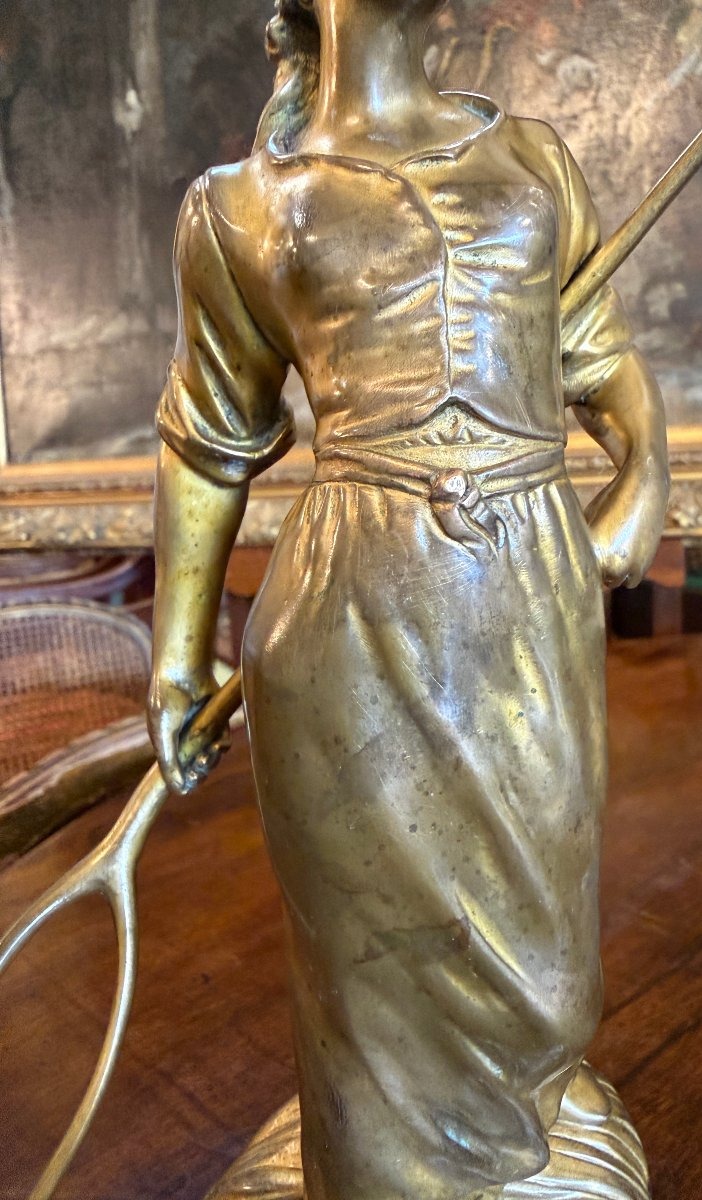 Édouard Drouot sculpture bronze doré la moissonneuse fin XIXème-photo-3