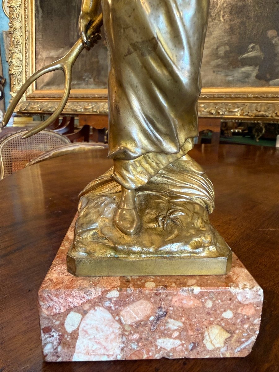 Édouard Drouot sculpture bronze doré la moissonneuse fin XIXème-photo-4