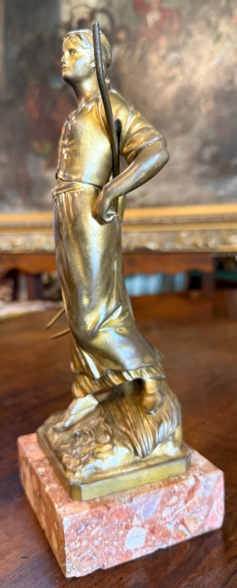 Édouard Drouot sculpture bronze doré la moissonneuse fin XIXème-photo-1