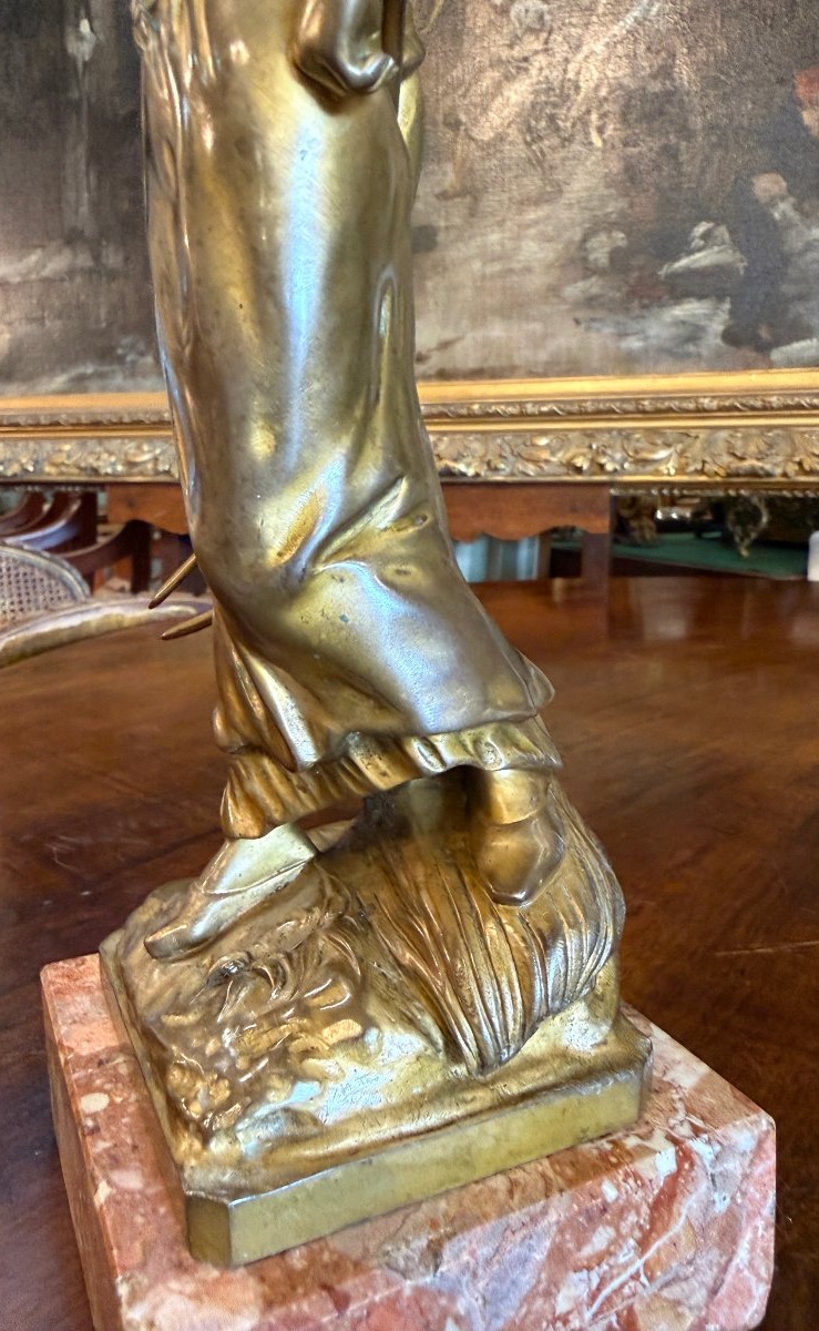 Édouard Drouot sculpture bronze doré la moissonneuse fin XIXème-photo-3