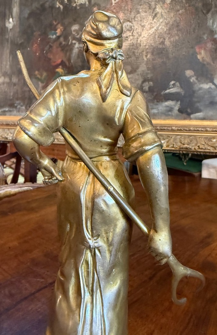 Édouard Drouot sculpture bronze doré la moissonneuse fin XIXème-photo-4