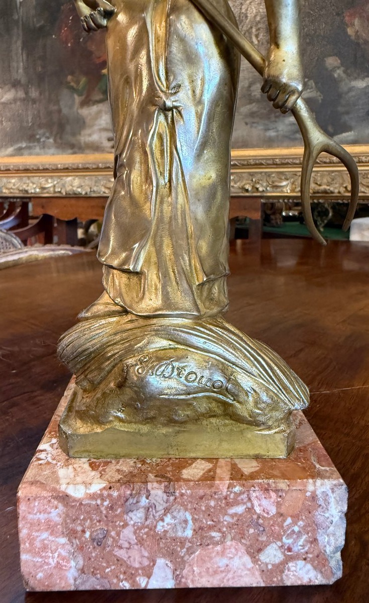 Édouard Drouot sculpture bronze doré la moissonneuse fin XIXème-photo-5