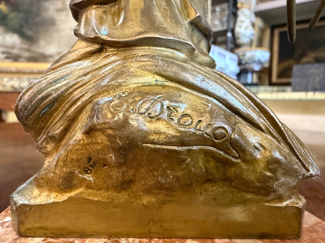 Édouard Drouot sculpture bronze doré la moissonneuse fin XIXème-photo-8