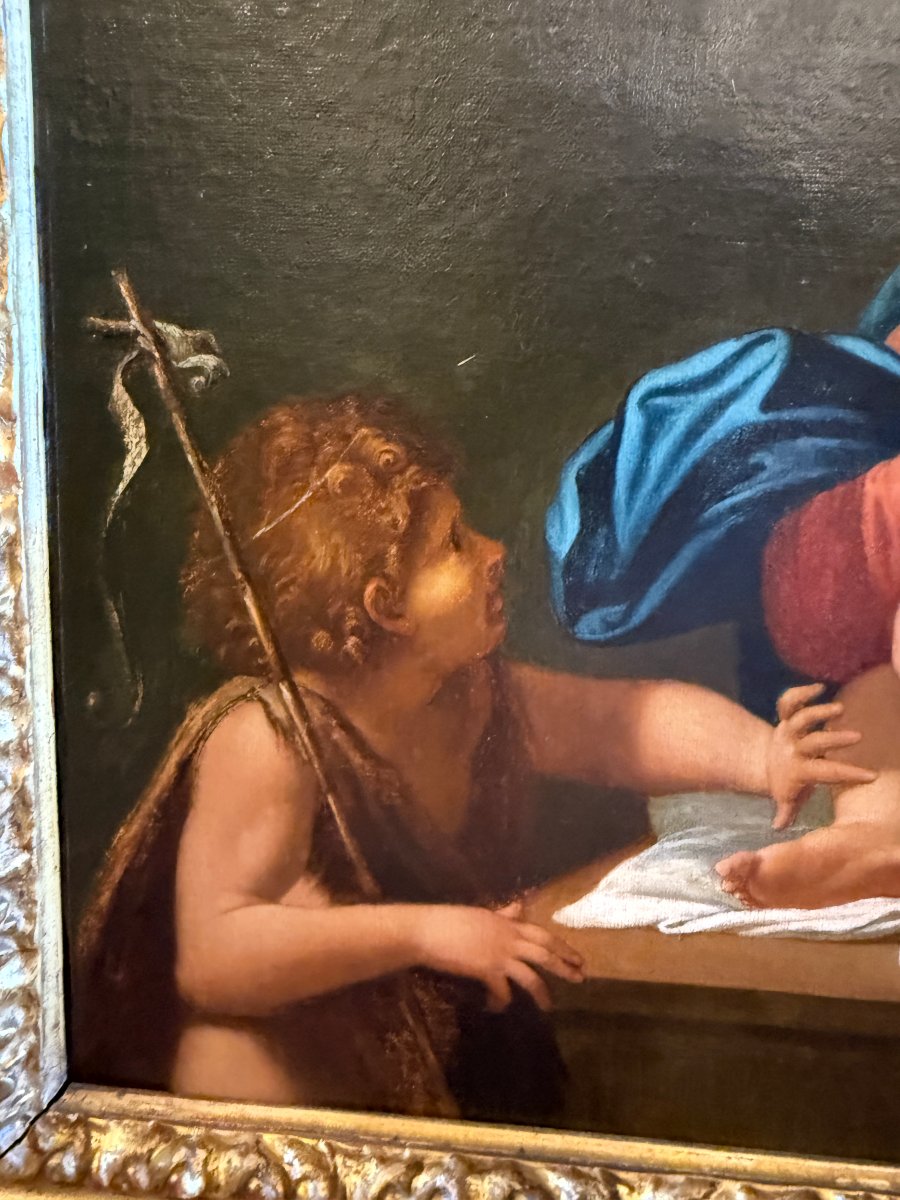 Tableau école française du XIXème La Vierge au silence  d'après le Carrache-photo-2