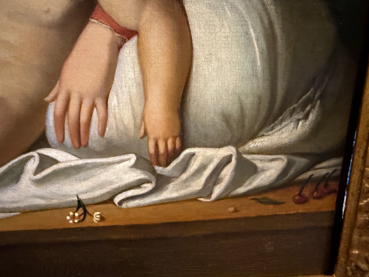 Tableau école française du XIXème La Vierge au silence  d'après le Carrache-photo-7