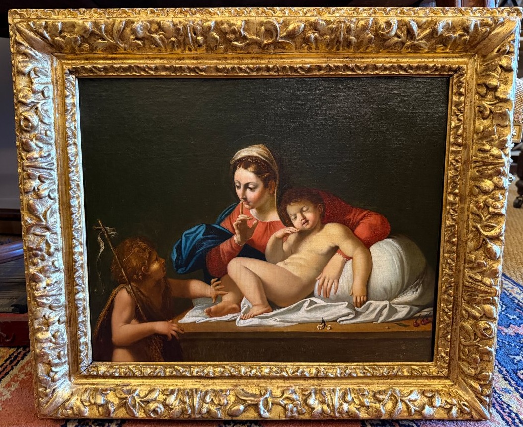 Tableau école française du XIXème La Vierge au silence  d'après le Carrache