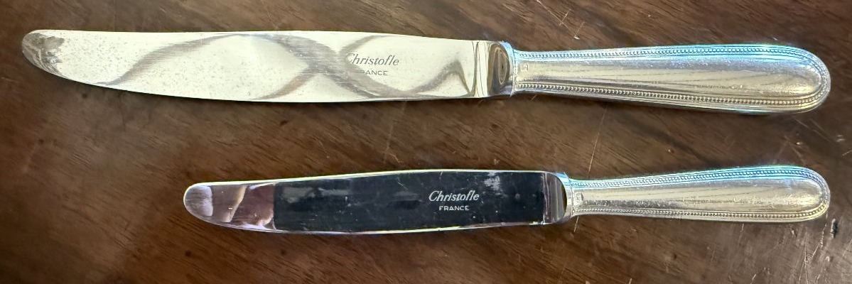 Christofle 24-piece Perle Knife Set: 12 Dinner Knives And 12 Dessert Knives-photo-1