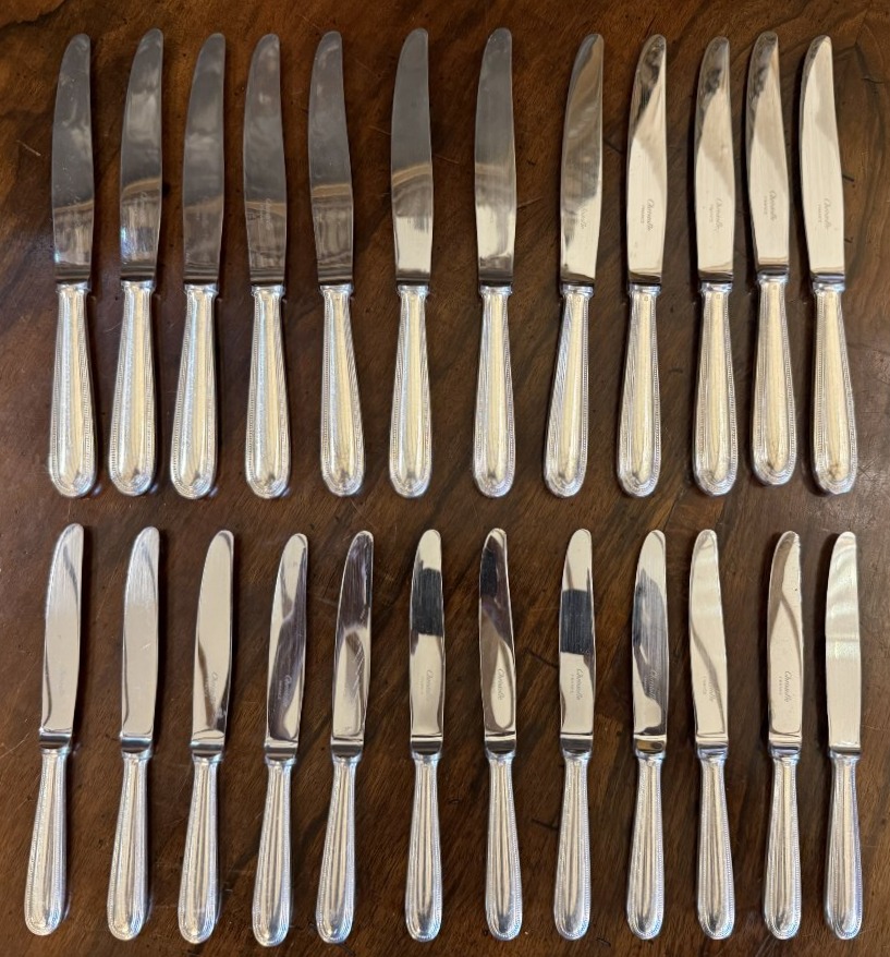 Christofle 24-piece Perle Knife Set: 12 Dinner Knives And 12 Dessert Knives