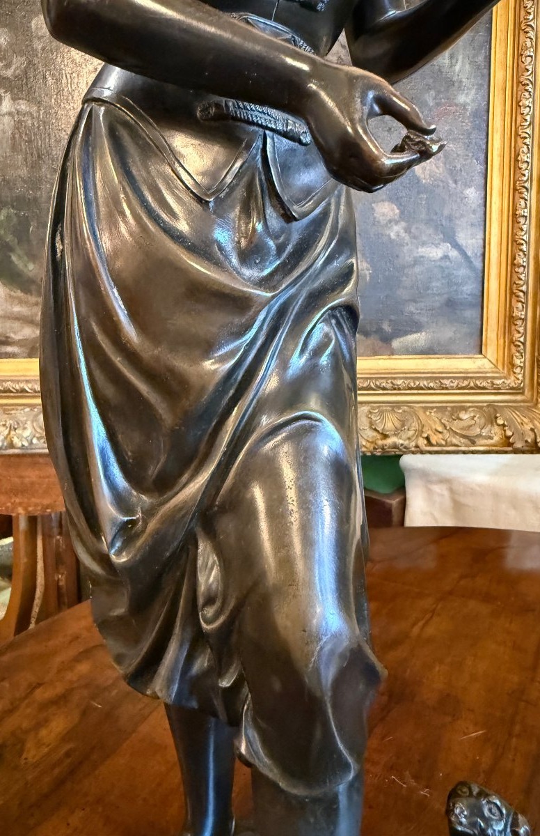 Bronze Sculpture Of A Young Girl Making A Dog Pose, By Marc Douay, Late Foundry Martin-photo-3