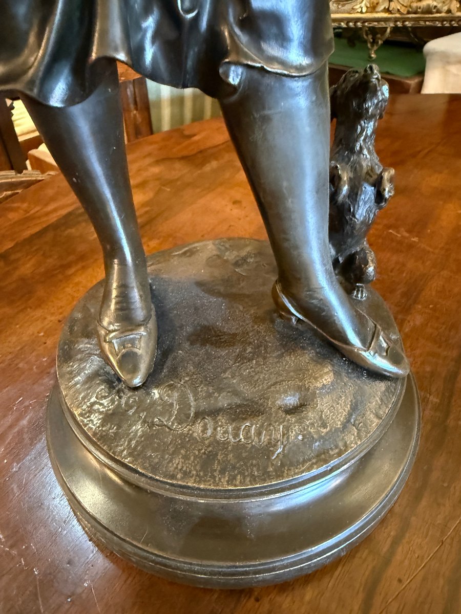 Bronze Sculpture Of A Young Girl Making A Dog Pose, By Marc Douay, Late Foundry Martin-photo-8