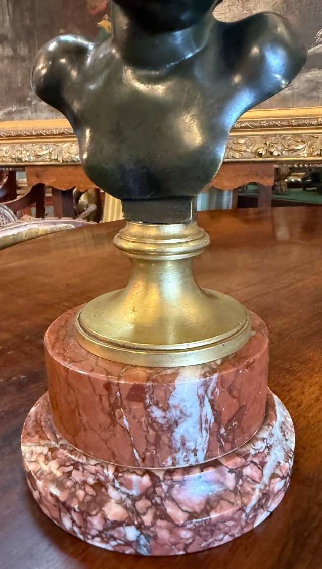 Petite sculpture bronze buste de jeune fille d'après Clodion fin XIXème-photo-3