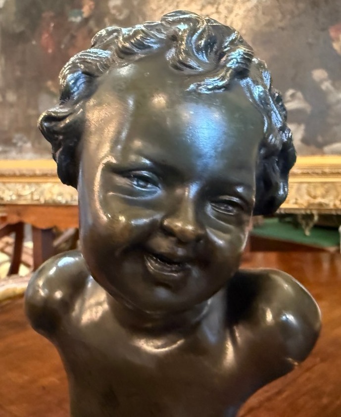 Petite sculpture bronze buste de jeune fille d'après Clodion fin XIXème-photo-4
