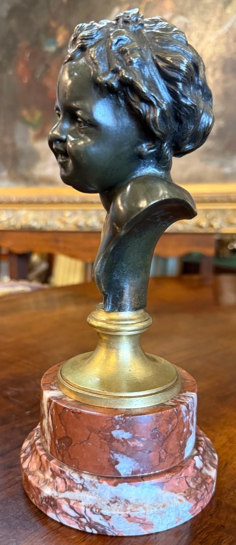 Petite sculpture bronze buste de jeune fille d'après Clodion fin XIXème-photo-2