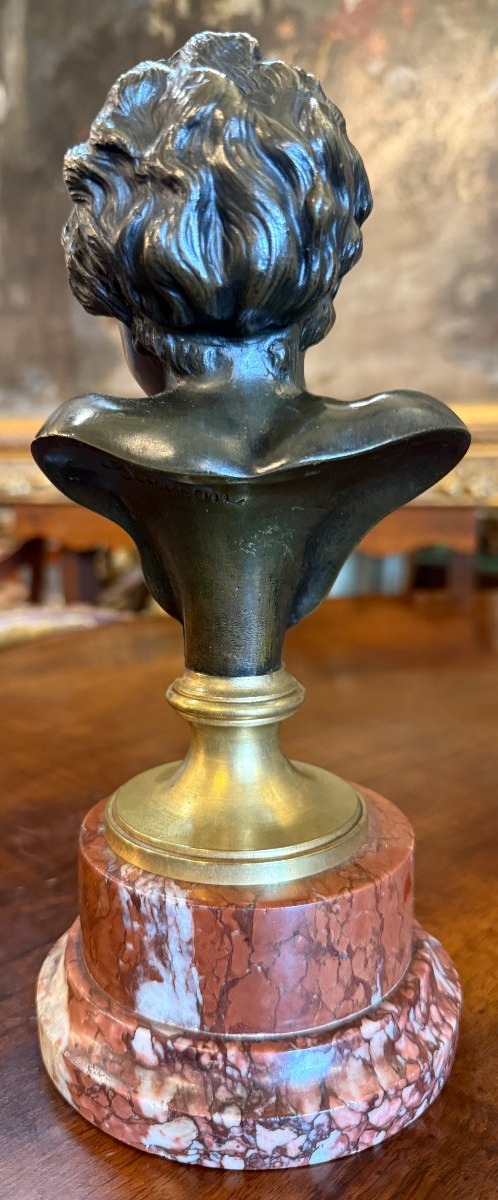 Petite sculpture bronze buste de jeune fille d'après Clodion fin XIXème-photo-4