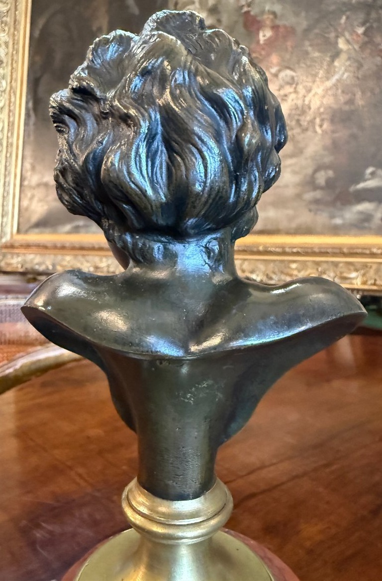 Petite sculpture bronze buste de jeune fille d'après Clodion fin XIXème-photo-5