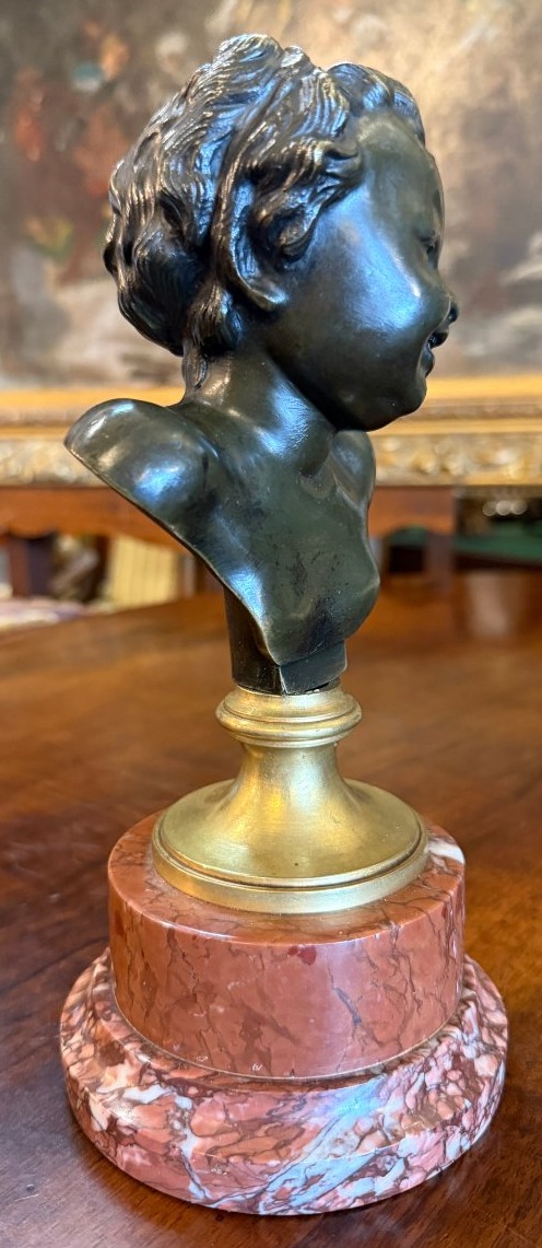 Petite sculpture bronze buste de jeune fille d'après Clodion fin XIXème-photo-6