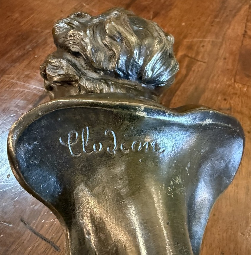 Petite sculpture bronze buste de jeune fille d'après Clodion fin XIXème-photo-8
