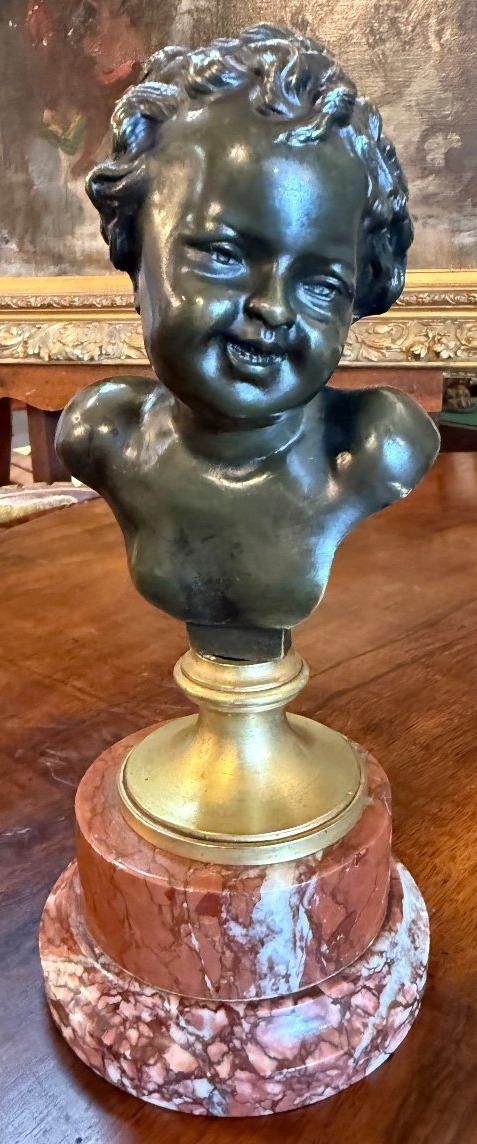 Petite sculpture bronze buste de jeune fille d'après Clodion fin XIXème