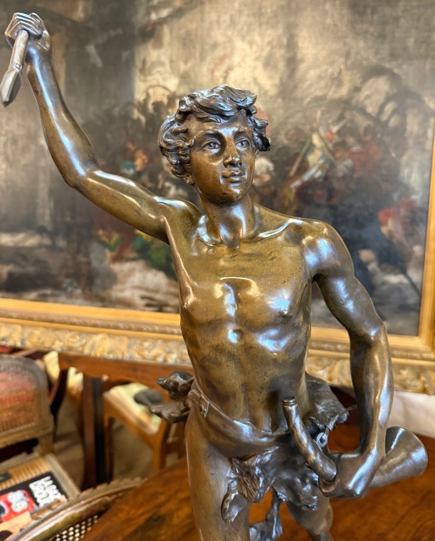 Important 19th-century Bronze Sculpture Of Actaeon By Adrien Etienne Gaudez -photo-2